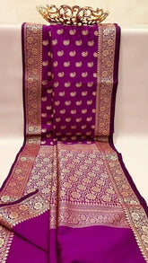 Semi Katan Saree, Purple, Festive, Traditional Indian Ethnic Wear - Saree - Aakritee - S10611